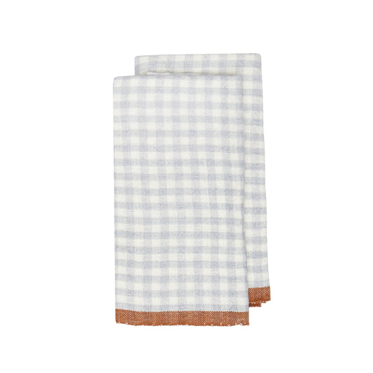 Two-Tone Gingham Blue/Cognac Tea Towels 20x30 - Set of 2