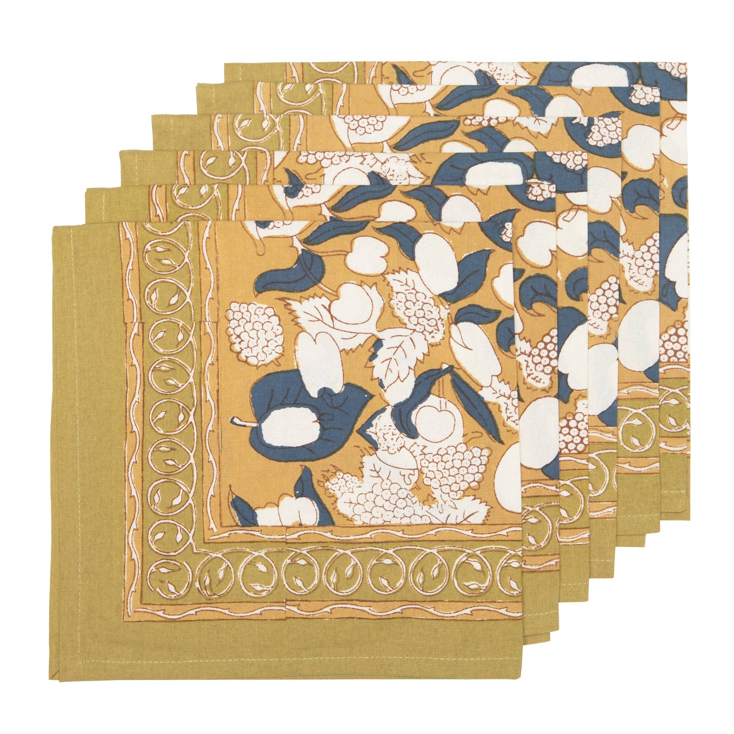 Forest Harvest Mustard & Blue Napkins - Set of 6
