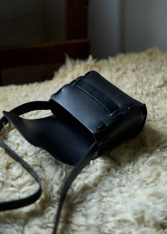 Leather Saddle Bag in Black