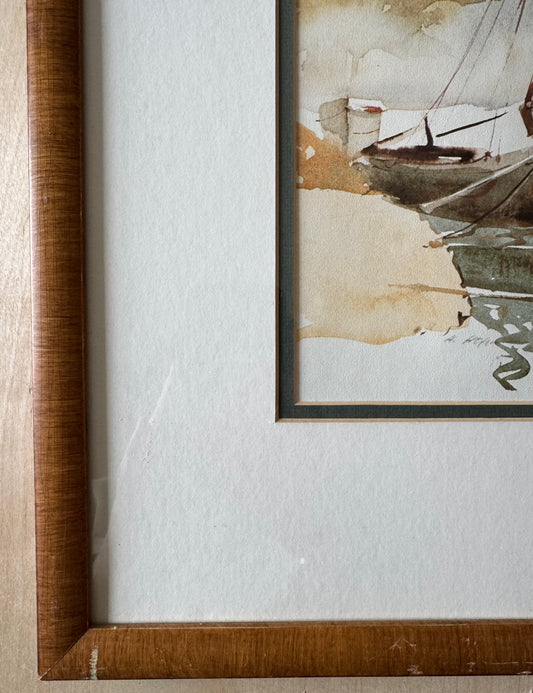 Framed harbor/sailboat print