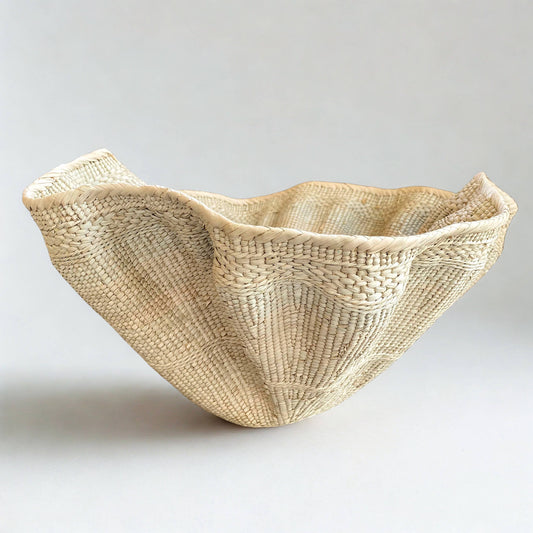 Dramatic Rippled Palm Leaf Dancing Basket