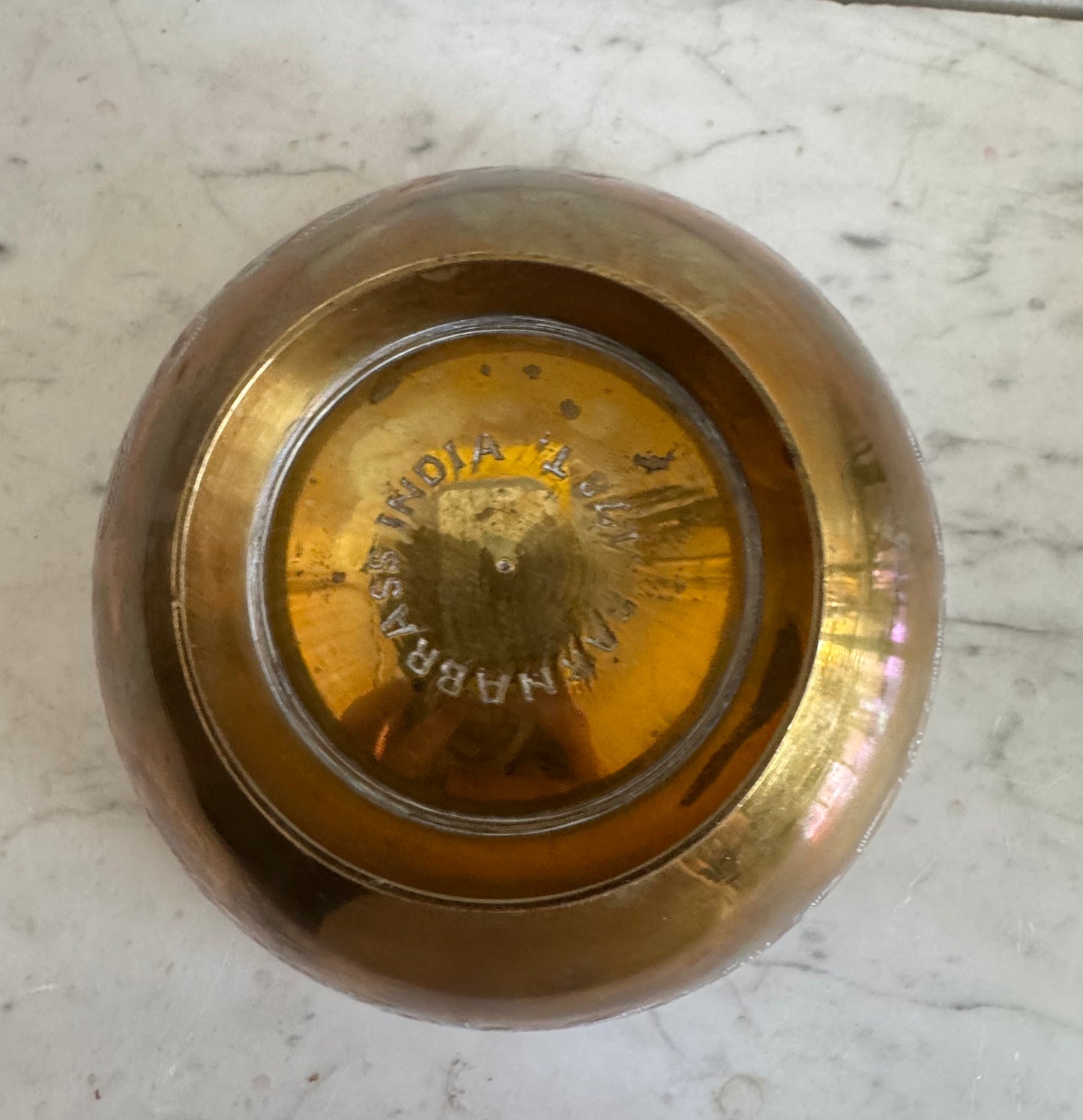 Brass floral etched bowl