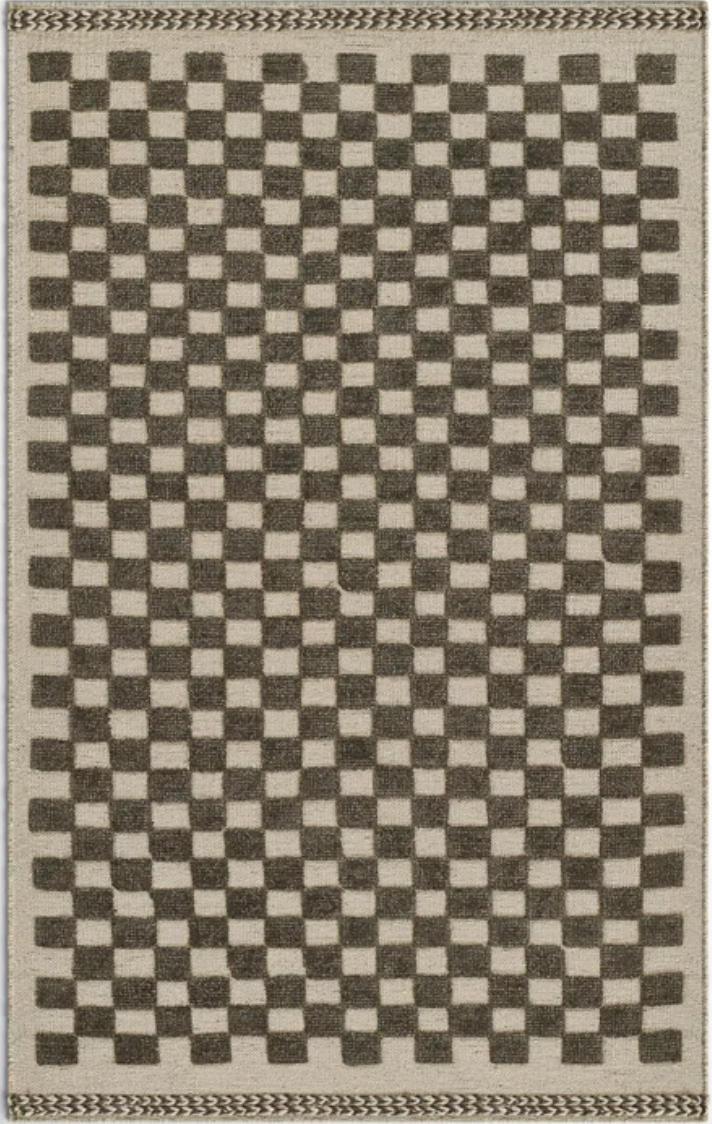 Momeni Willow Hand Woven Wool Checker Area Rug - Charcoal - 6' 3" x 9'