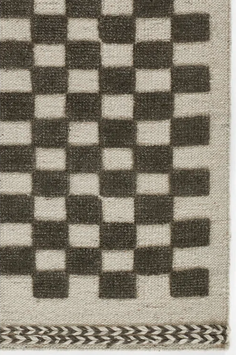 Momeni Willow Hand Woven Wool Checker Area Rug - Charcoal - 6' 3" x 9'