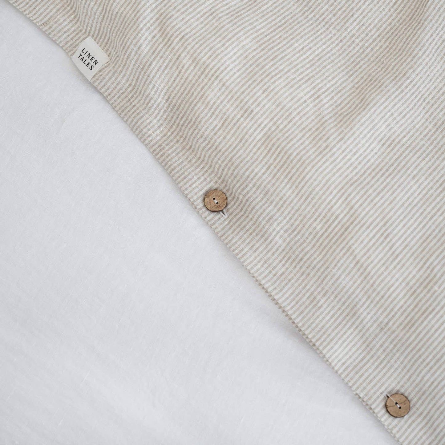 Natural Stripes Linen Duvet Cover Set- Queen