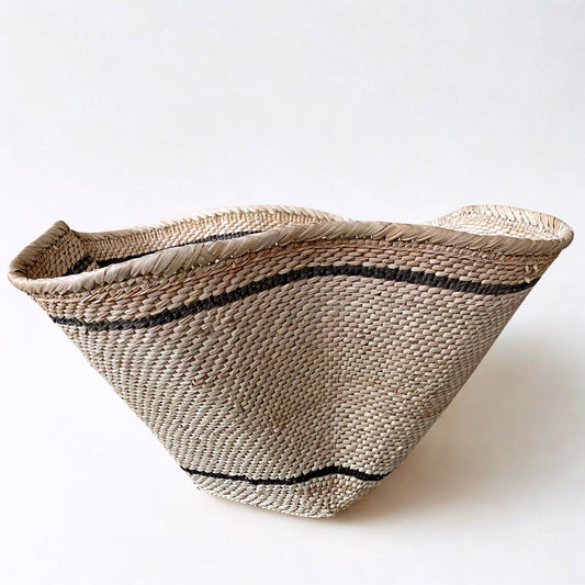 Striped and Waved Palm Leaf Dancing Basket