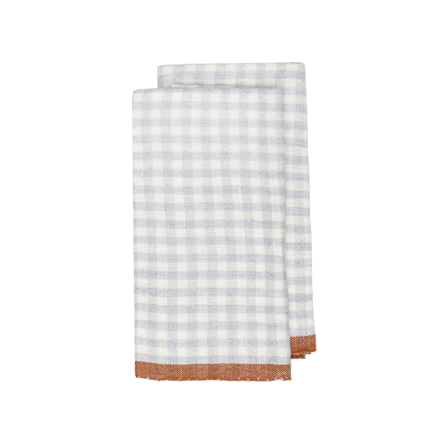 Two-Tone Gingham Blue/Cognac Tea Towels 20x30 - Set of 2