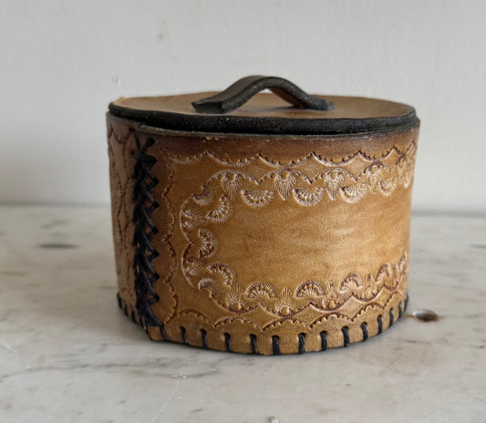 Hand-tooled leather box