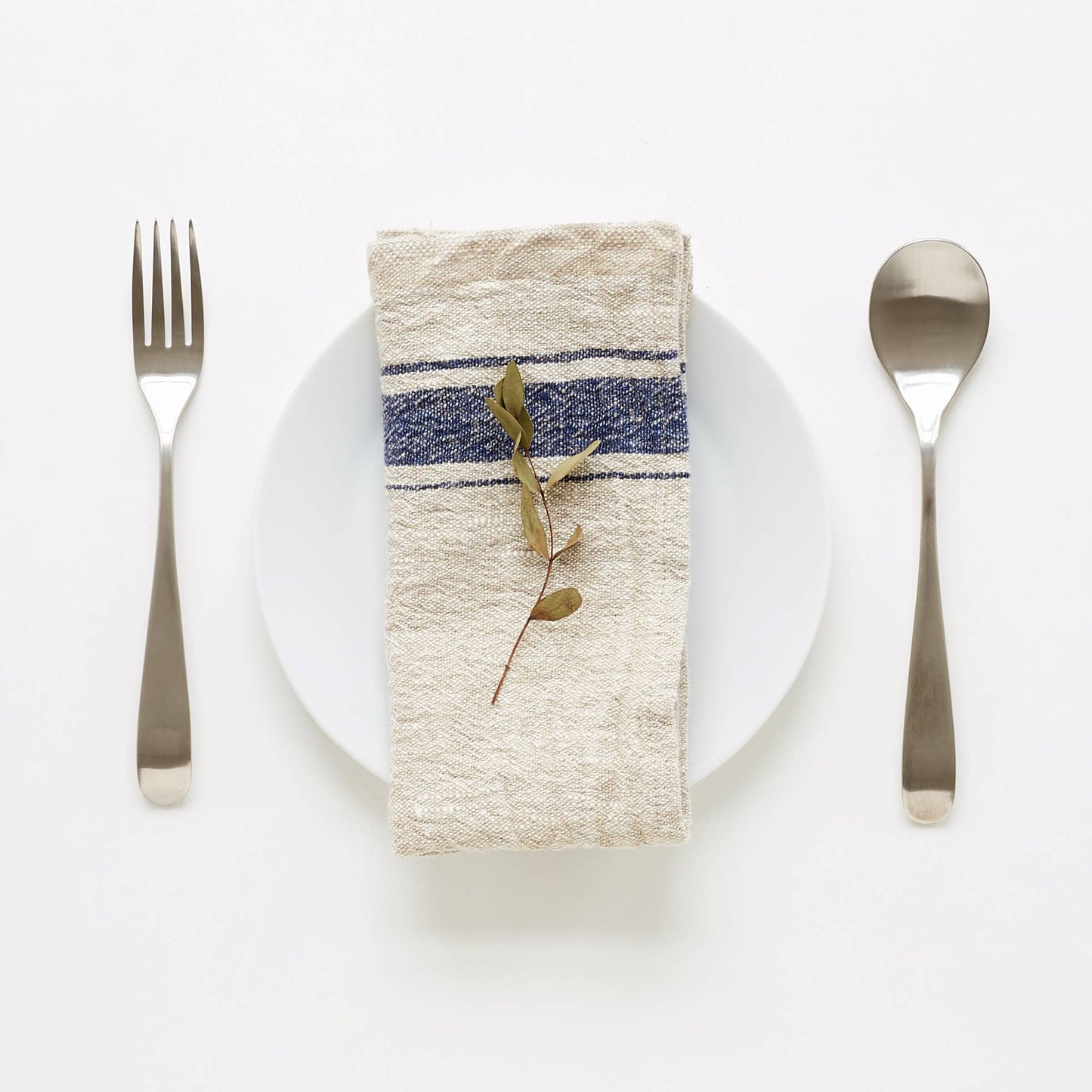 Blue Stripe Vintage Linen Napkins Set of 2