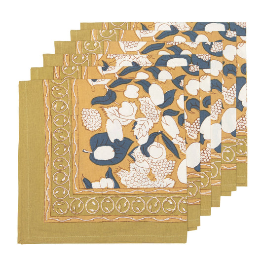 Forest Harvest Mustard & Blue Napkins - Set of 6