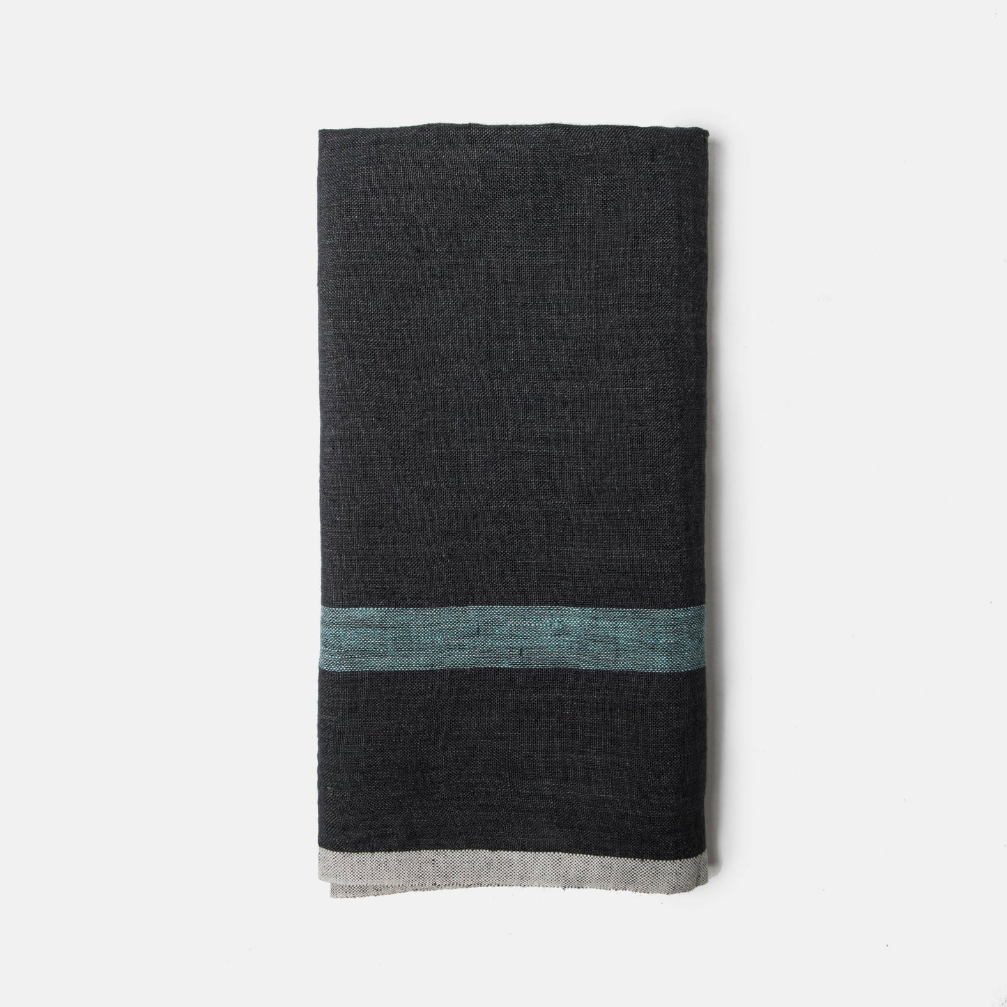 Laundered Linen Charcoal/Aqua Towels 20x30 - Set of 2