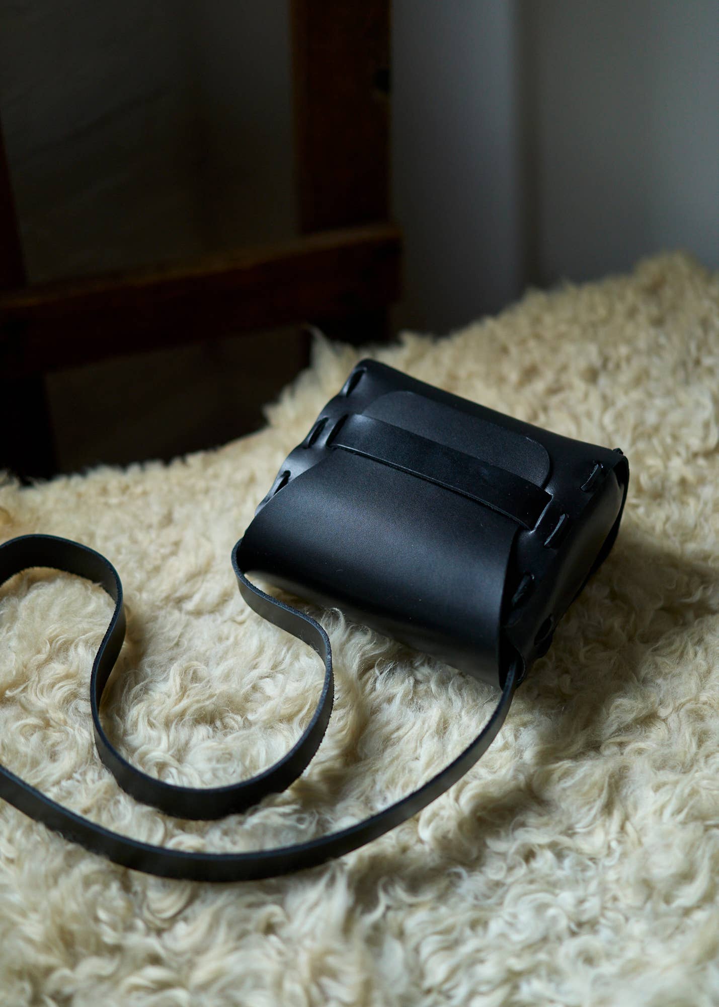 Leather Saddle Bag in Black