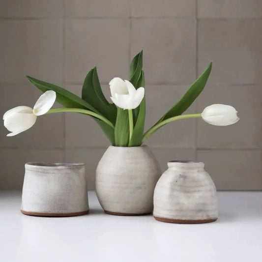 Assorted Handmade Small Ceramic Vase in Cream