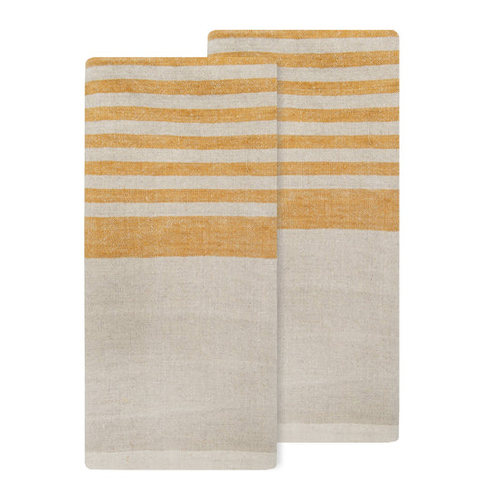 Brittany Natural & Mustard  Tea Towels 20x30 - Set of 2