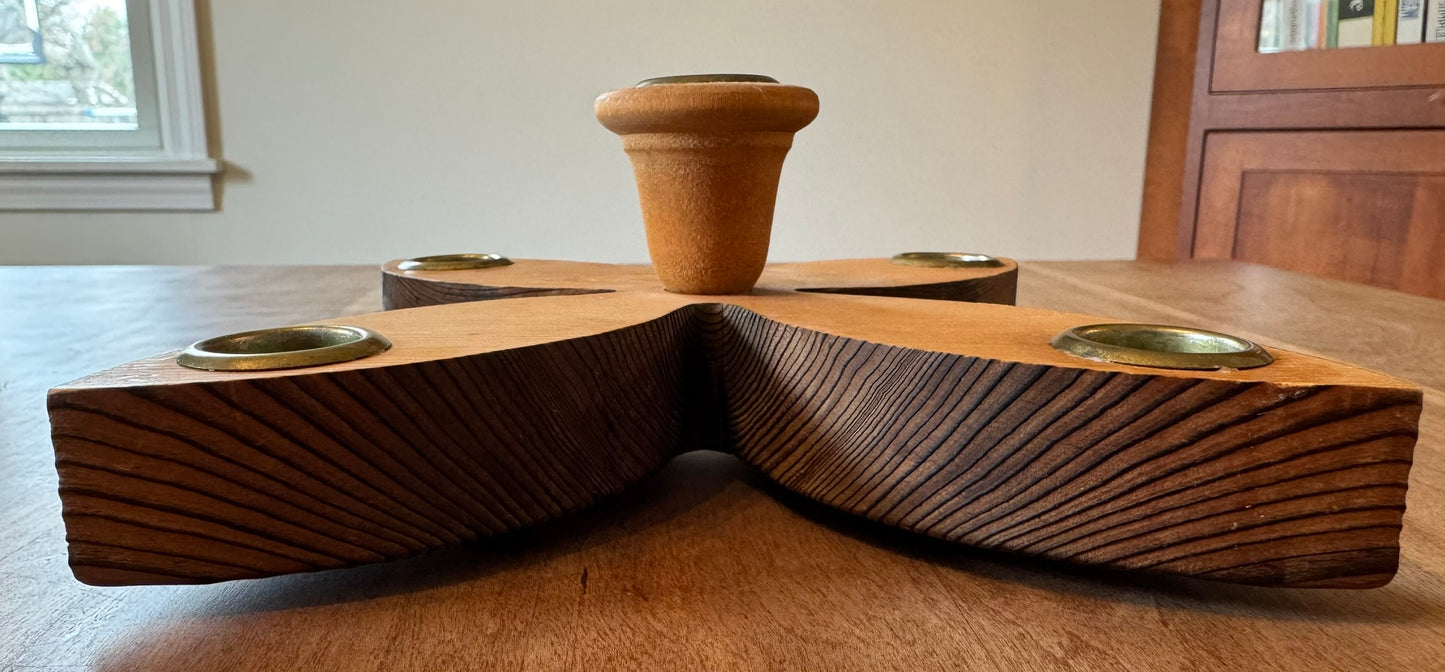 Unique wooden candelabra