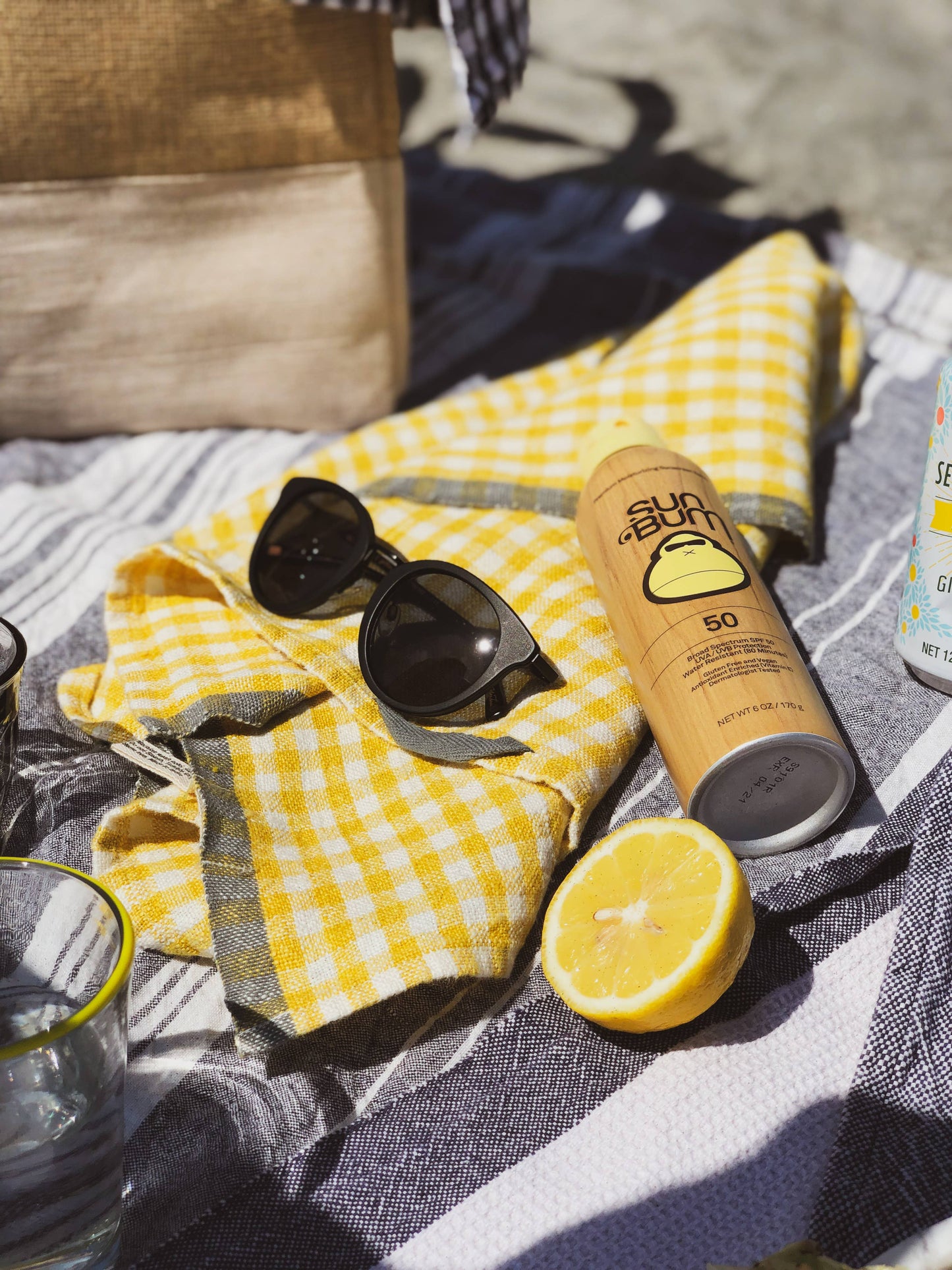 Two-Tone Gingham Dijon/Grey Tea Towel 20x30