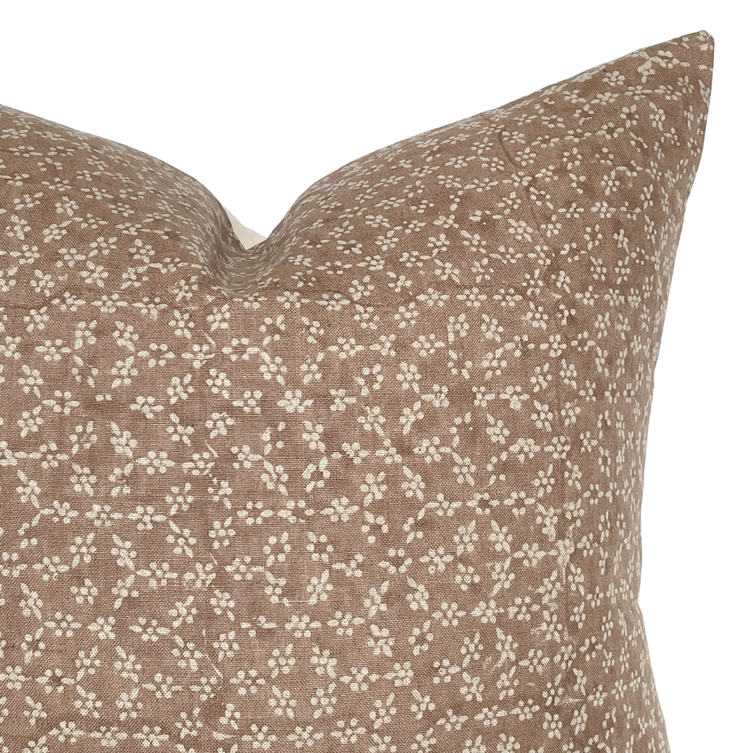 Blake | Dusty Rose Floral Handblock Pillow