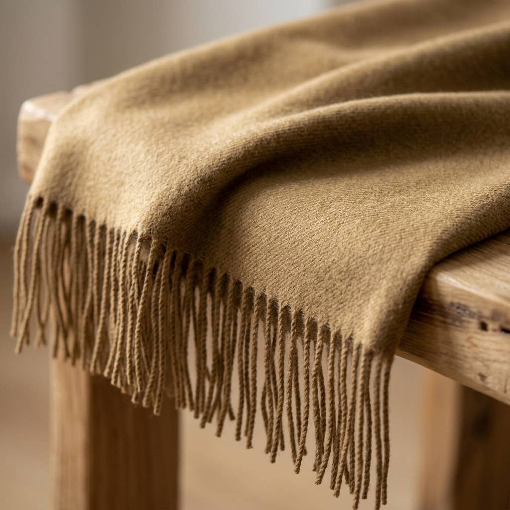 100% Baby Alpaca Throw - Honey