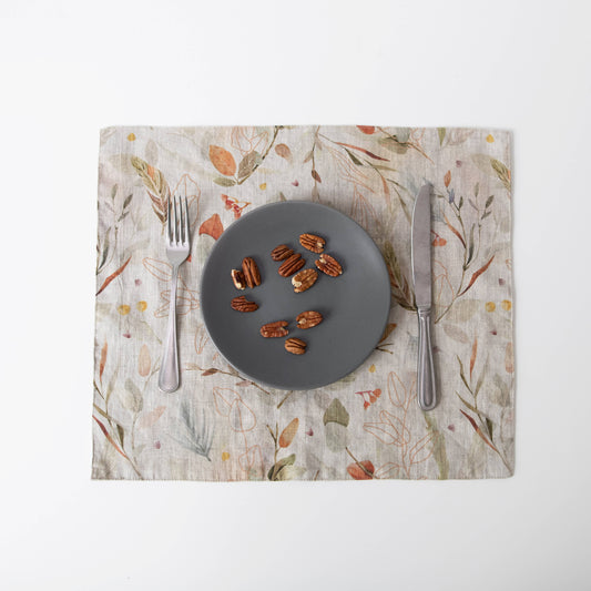Leaves on Natural Linen Placemat