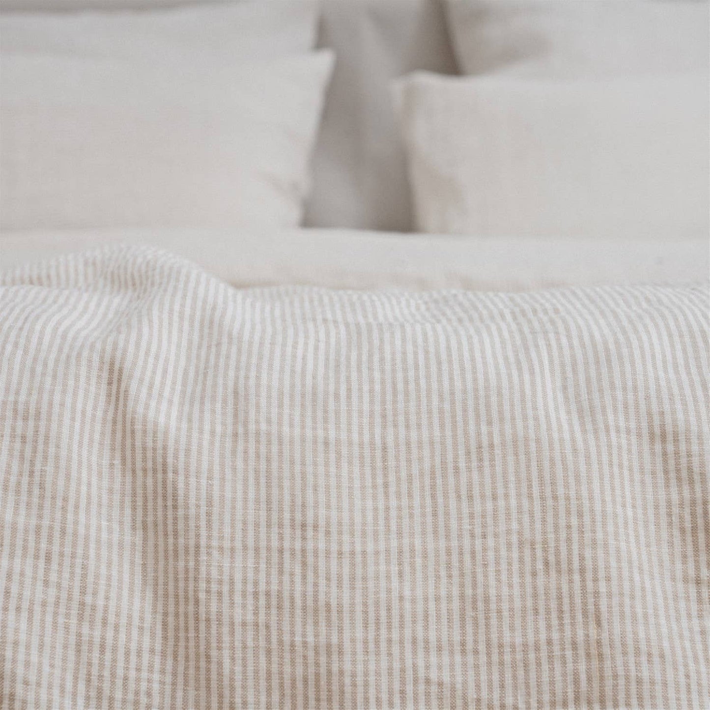 Natural Stripes Linen Duvet Cover Set- Queen