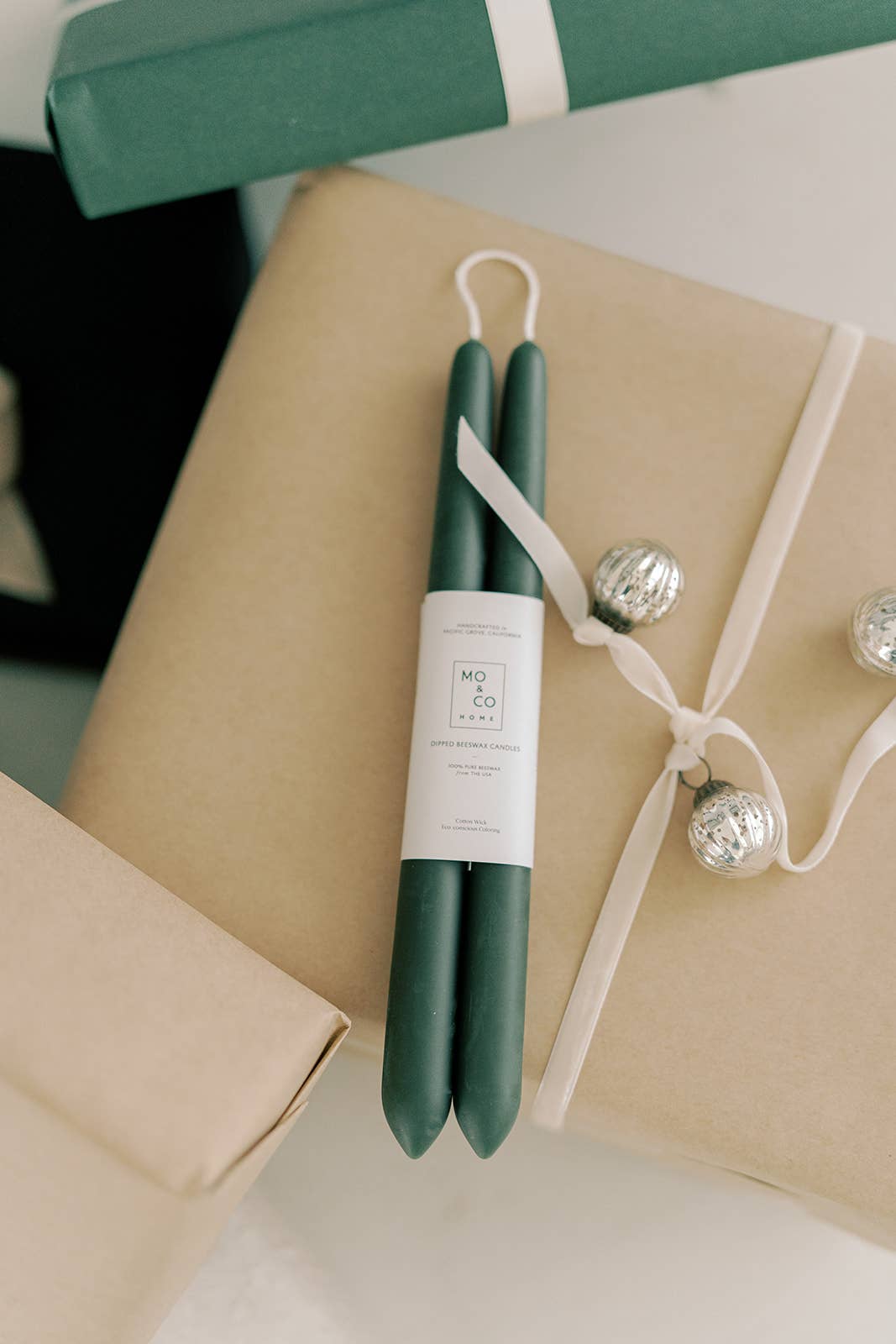 Forest Green | Dipped Beeswax Taper Candles | All Natural