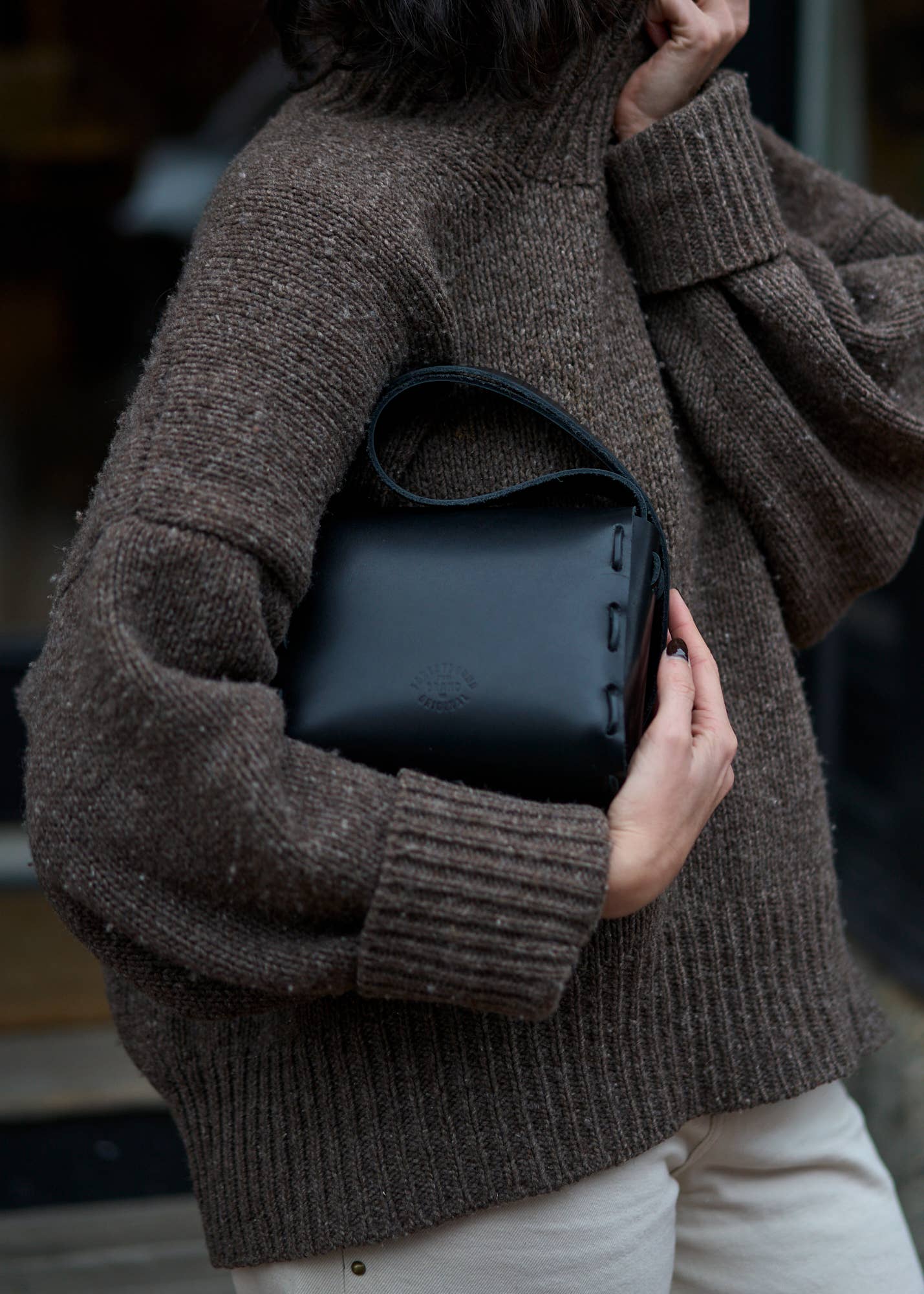 Leather Saddle Bag in Black