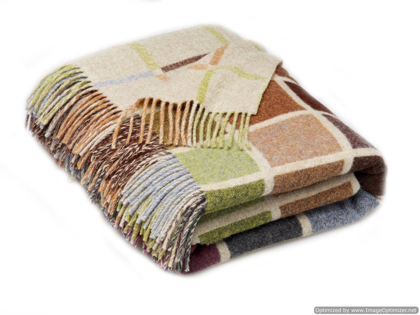 Multi-Block Merino Lambswool Throws - Made in England