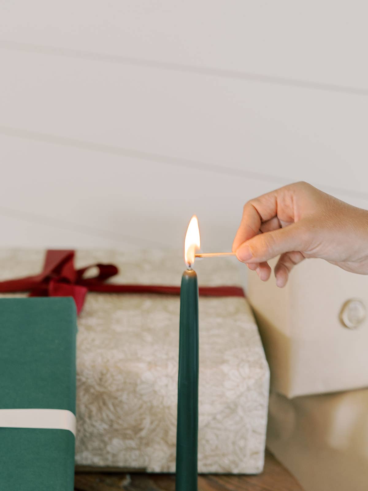 Forest Green | Dipped Beeswax Taper Candles | All Natural