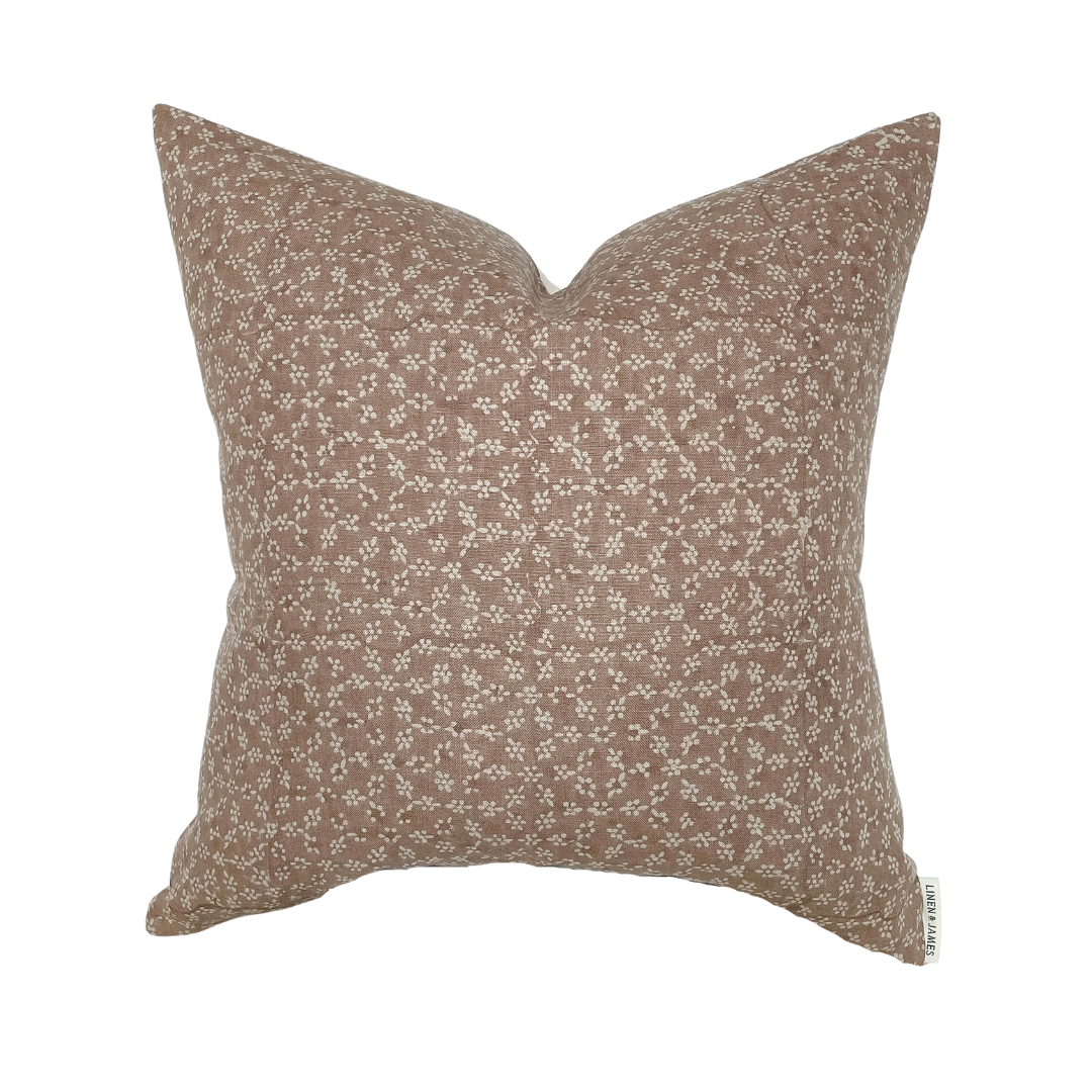 Blake | Dusty Rose Floral Handblock Pillow