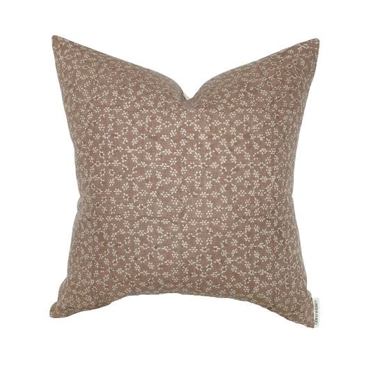Blake | Dusty Rose Floral Handblock Pillow