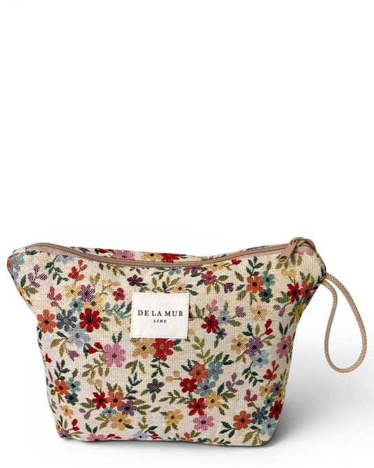 Floral Jacquard Large Makeup Bag – Beige (Blum)
