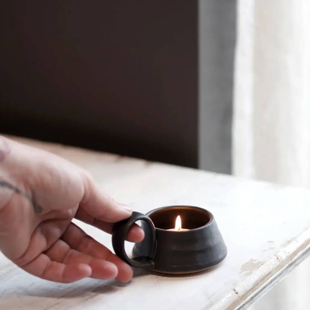 Tea Lite Candle Holder in Black