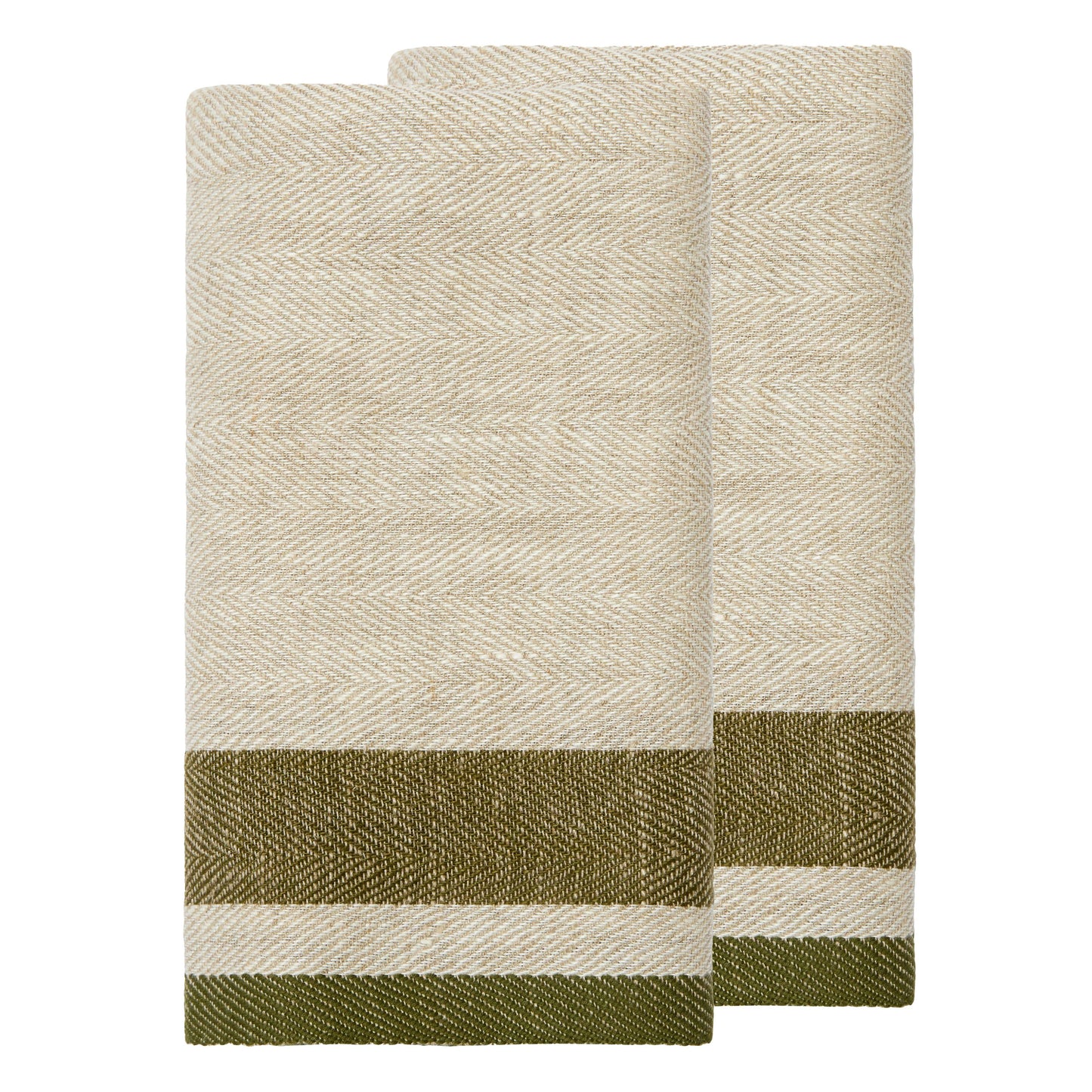 Gordes Natural & Olive Towels 20x30 - Set of 2