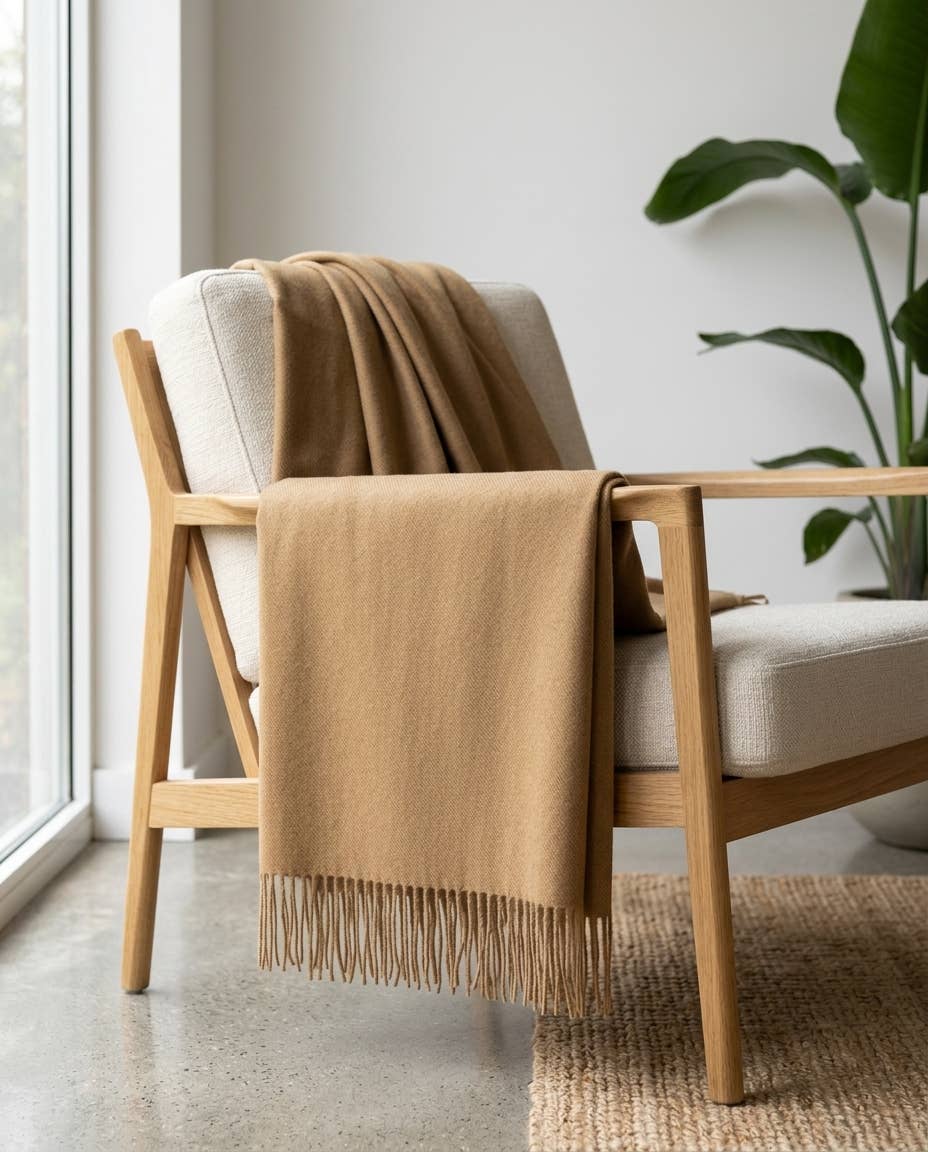 100% Baby Alpaca Throw - Honey