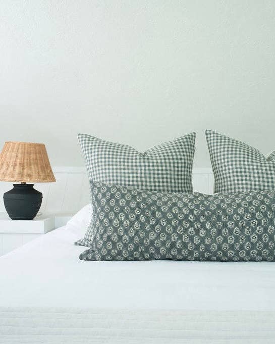 Bailey | Navy Blue Floral Handblock Pillow