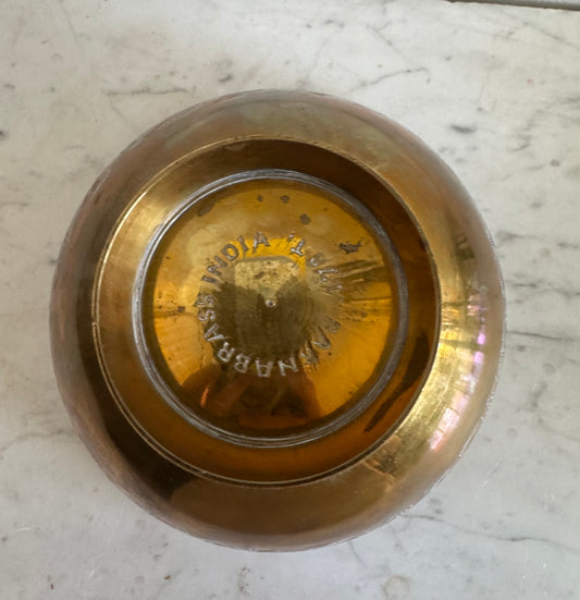 Brass floral etched bowl