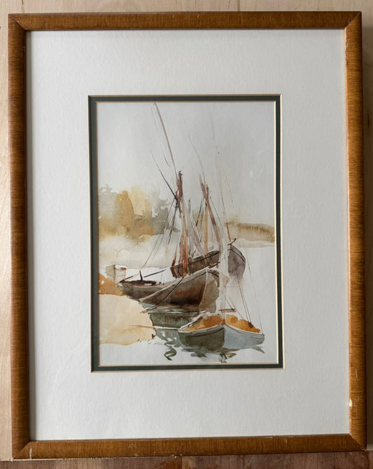 Framed harbor/sailboat print