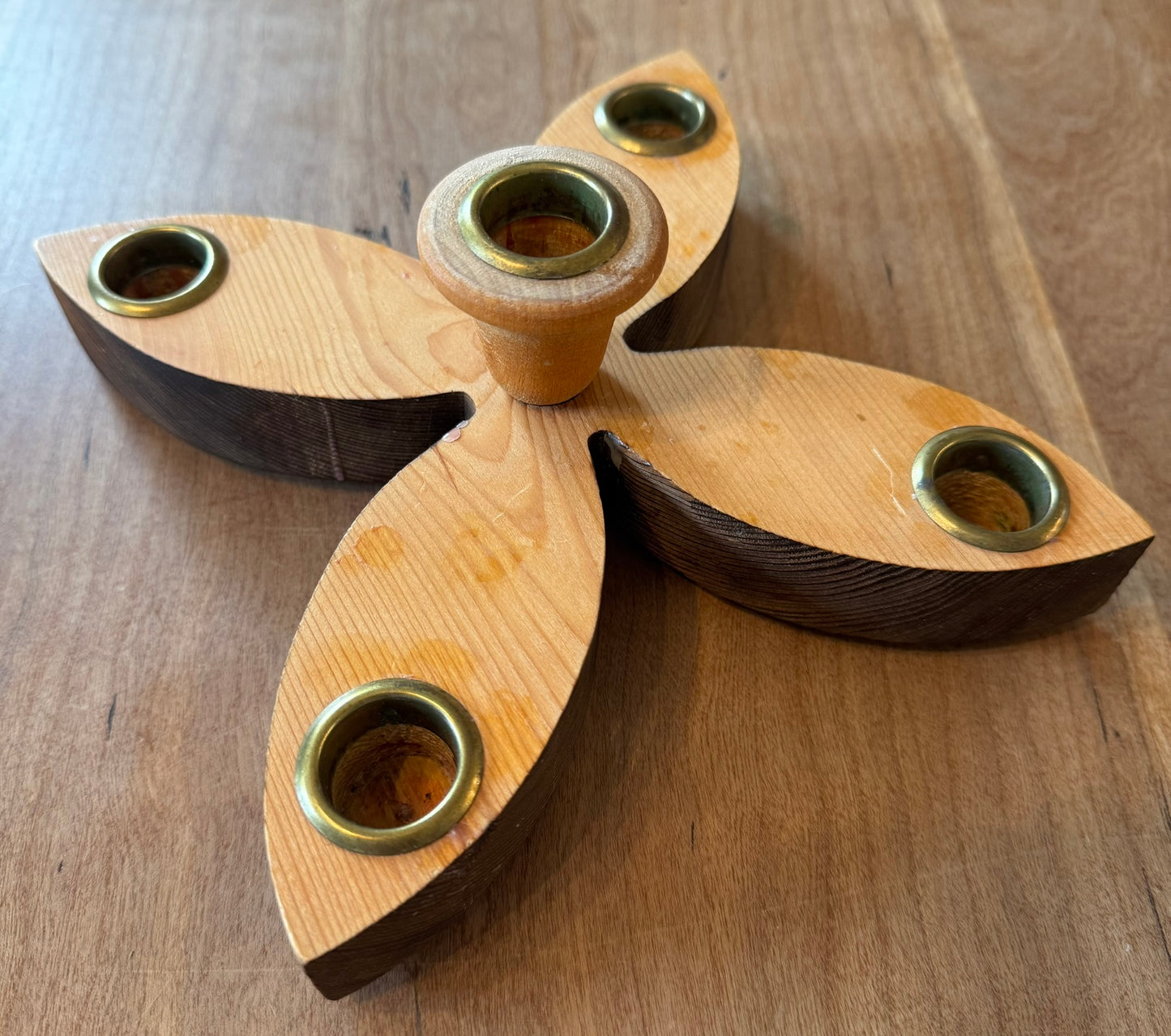 Unique wooden candelabra