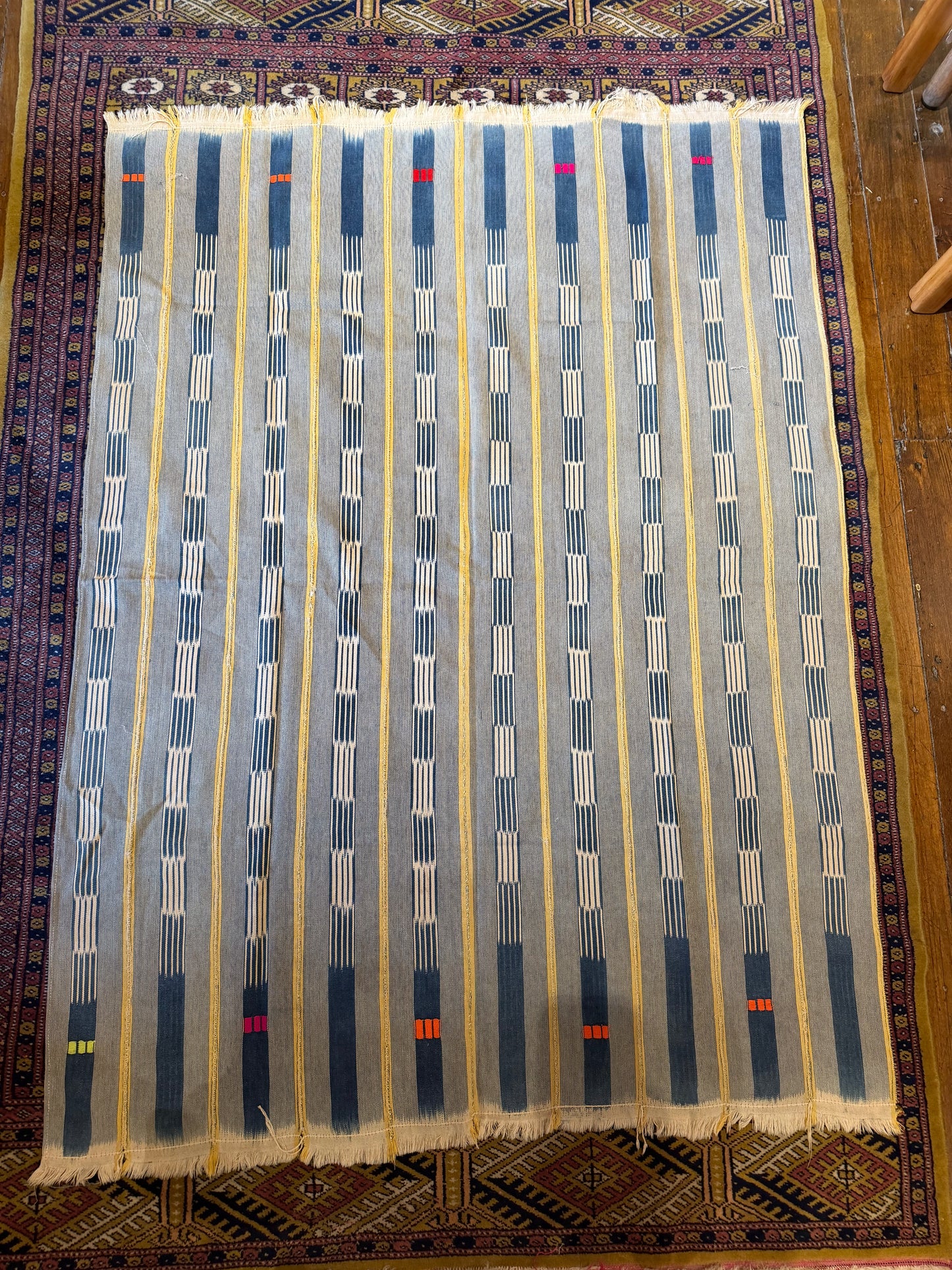 African Vintage Ikat Denim Textile 53