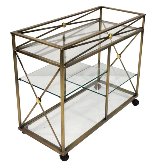 Vintage glass and brass bar cart