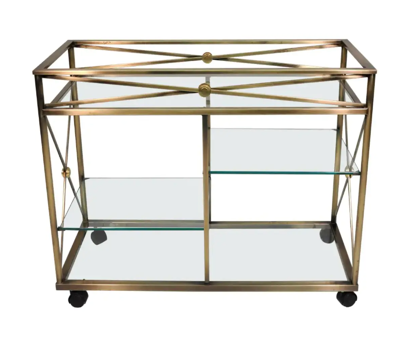 Vintage glass and brass bar cart