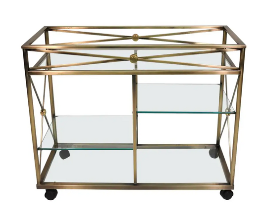Vintage glass and brass bar cart