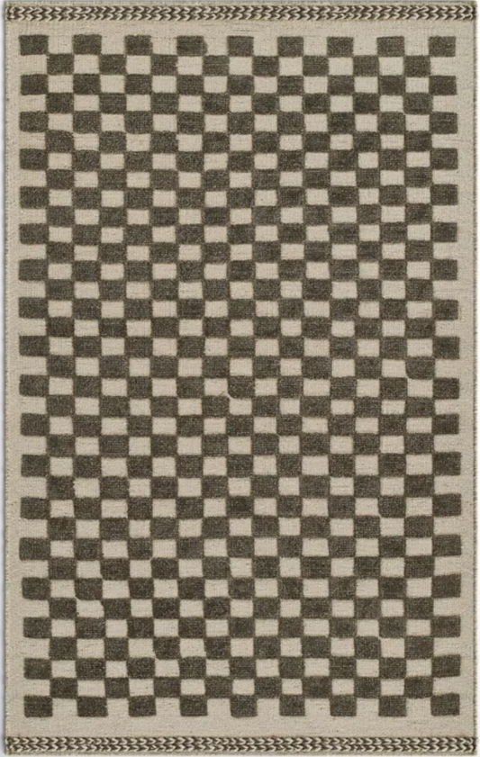 Momeni Willow Hand Woven Wool Checker Area Rug - Charcoal - 6' 3" x 9'