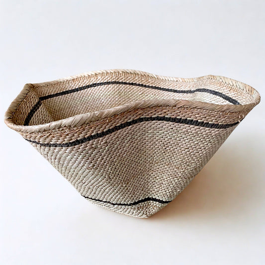 Striped and Waved Palm Leaf Dancing Basket