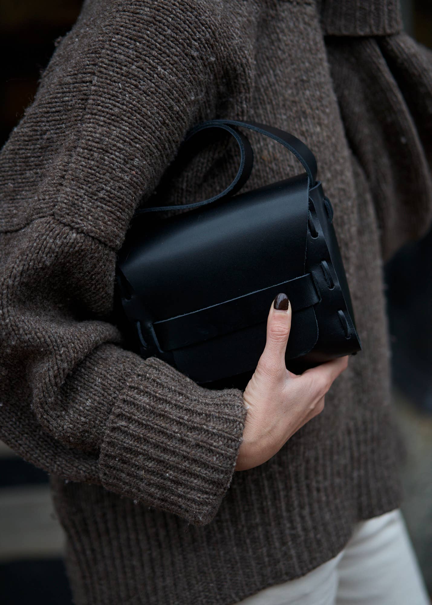 Leather Saddle Bag in Black