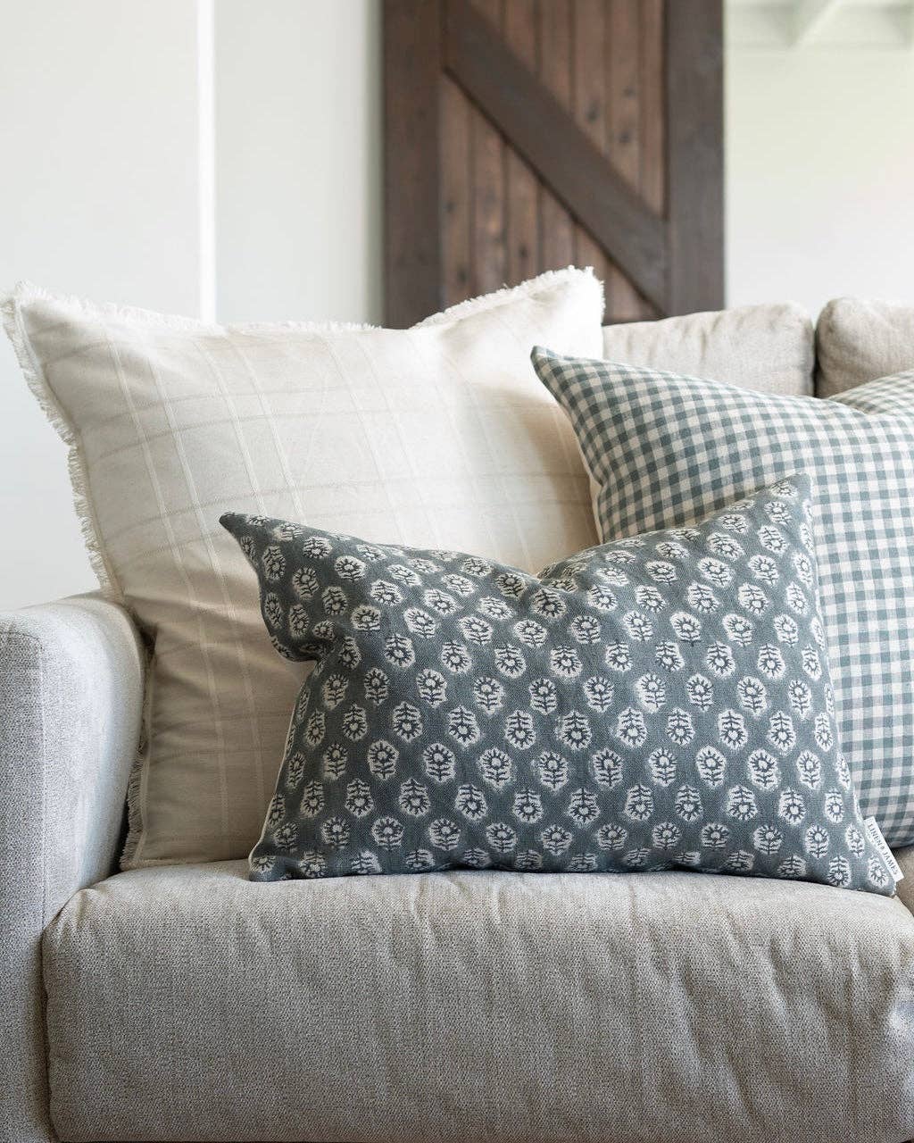 Bailey | Navy Blue Floral Handblock Pillow