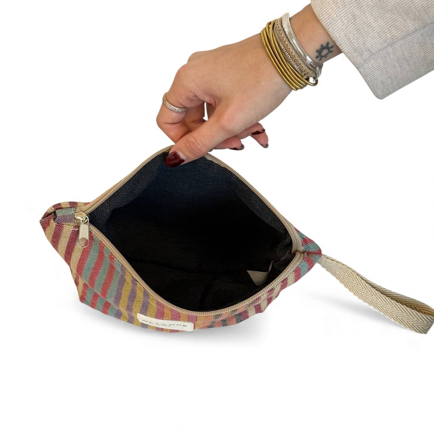 Striped Jacquard Large Makeup Bag – Multicolor (Maria)