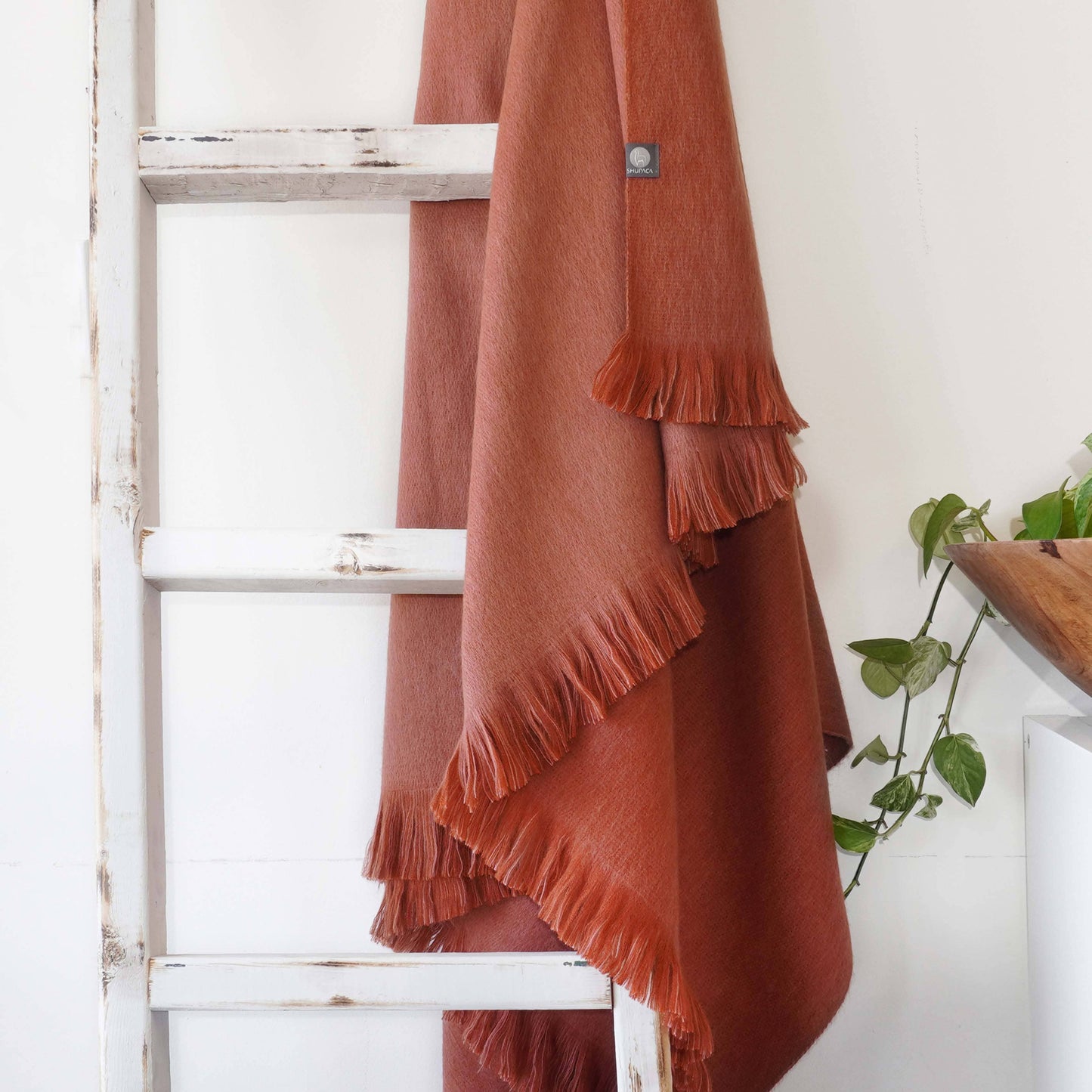 Alpaca Double Sided Throw - Rusted Coral