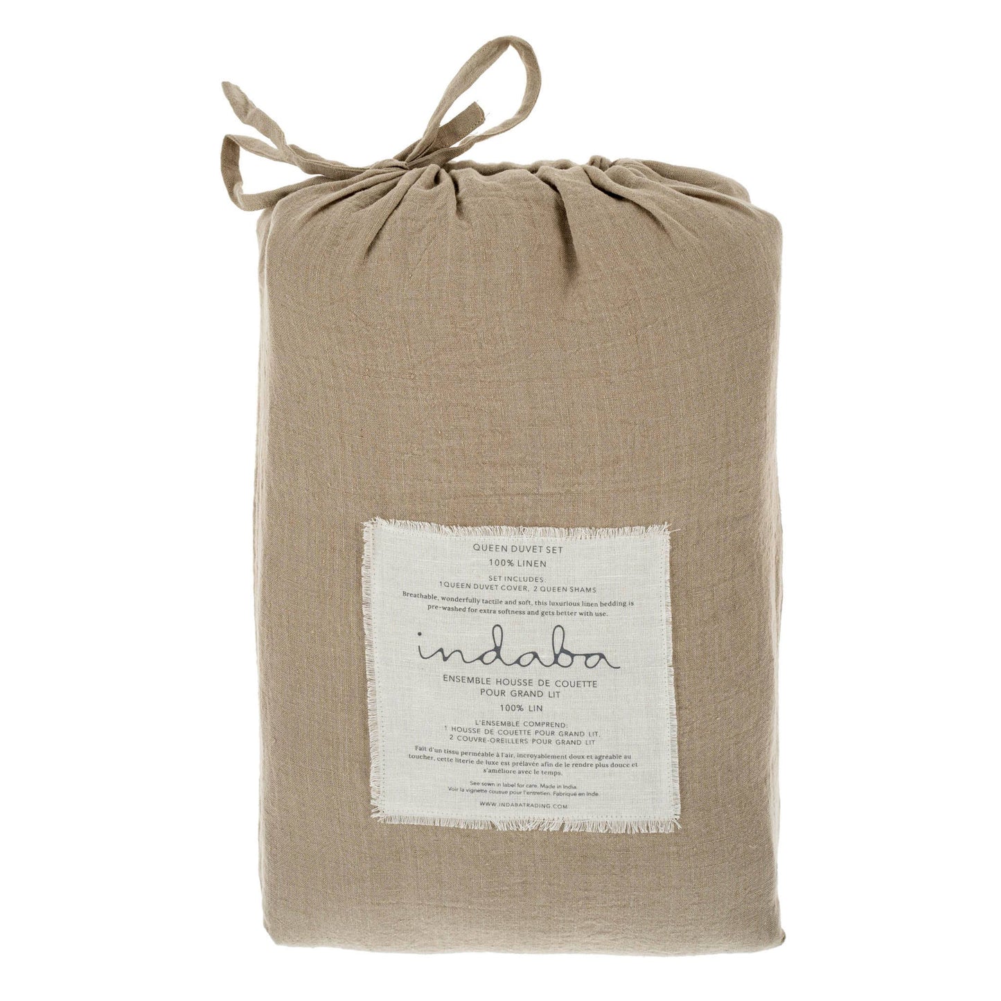 Lina Linen Queen Duvet Set Driftwood