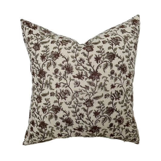 Bridgitt | Deep Rose & Sage Floral Pillow